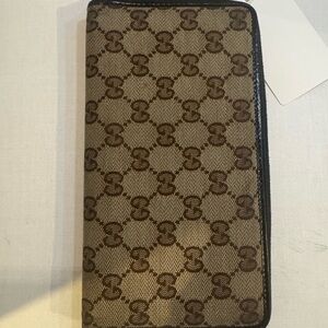 Vintage Gucci canvas brown long wallet
